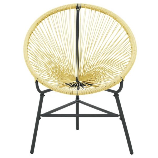Jackie Outdoor Acapulco Chair, BeigePoly Rattan, Powder Coated Steel