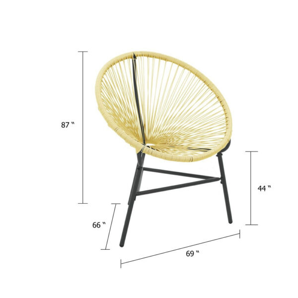 Jackie Outdoor Acapulco Chair, BeigePoly Rattan, Powder Coated Steel