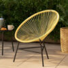 Jackie Outdoor Acapulco Chair, BeigePoly Rattan, Powder Coated Steel