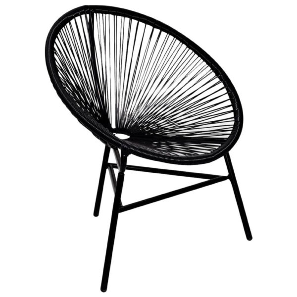 Outdoor Chair, BlackPoly Rattan, Powder Coated Steel, Round Shape