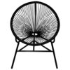 Outdoor Chair, BlackPoly Rattan, Powder Coated Steel, Round Shape