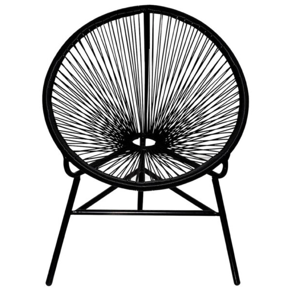 Outdoor Chair, BlackPoly Rattan, Powder Coated Steel, Round Shape
