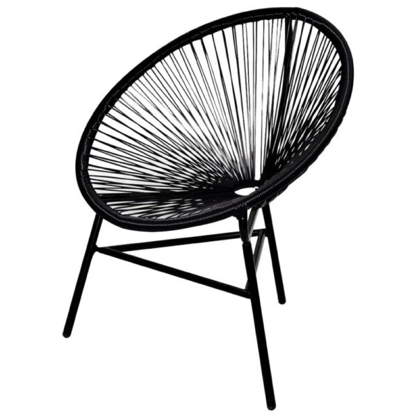Outdoor Chair, BlackPoly Rattan, Powder Coated Steel, Round Shape