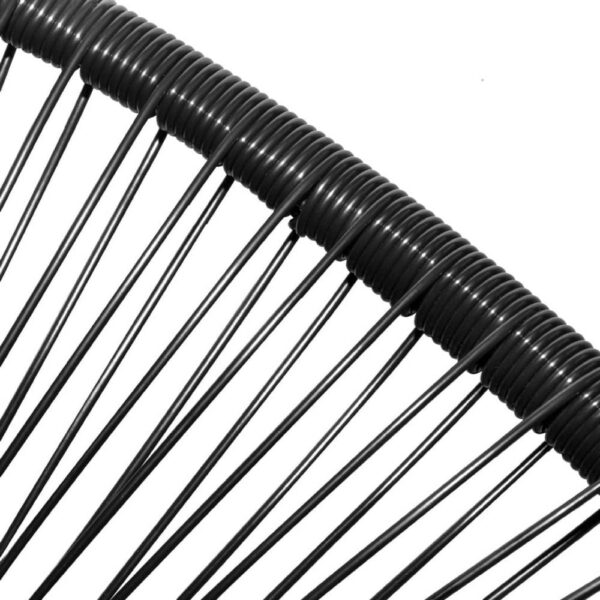 Outdoor Chair, BlackPoly Rattan, Powder Coated Steel, Round Shape