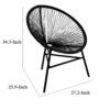 Outdoor Chair, BlackPoly Rattan, Powder Coated Steel, Round Shape