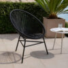 Outdoor Chair, BlackPoly Rattan, Powder Coated Steel, Round Shape