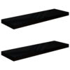 Zyno Wall Shelf Set of 2, Glossy Black MDF Body, Modern Design, 32 Inch