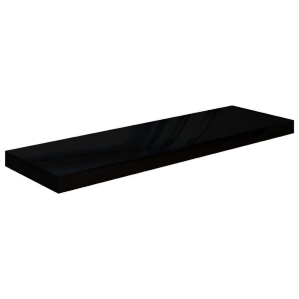 Zyno Wall Shelf Set of 2, Glossy Black MDF Body, Modern Design, 32 Inch