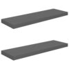 Zyno Wall Shelf Set of 2, Glossy Gray MDF Body, Modern Design 32 Inch