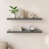 Zyno Wall Shelf Set of 2, Glossy Gray MDF Body, Modern Design 32 Inch