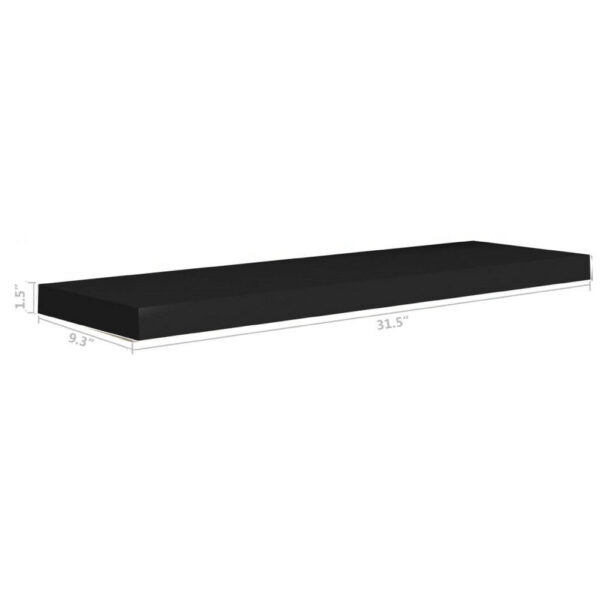 Zyno Wall Shelf, 32 Inch, Matte Black MDF Body, Modern Design