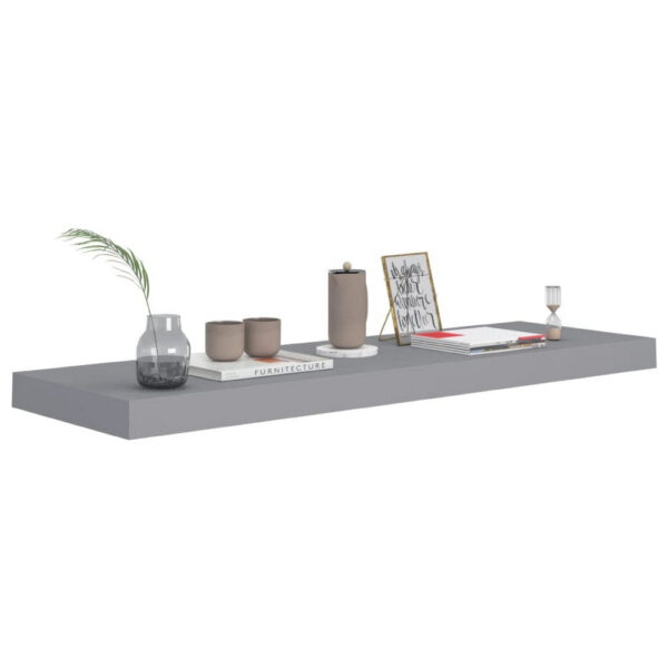 Zyno Wall Shelf, 32 Inch, Matte Gray MDF Body, Modern Design