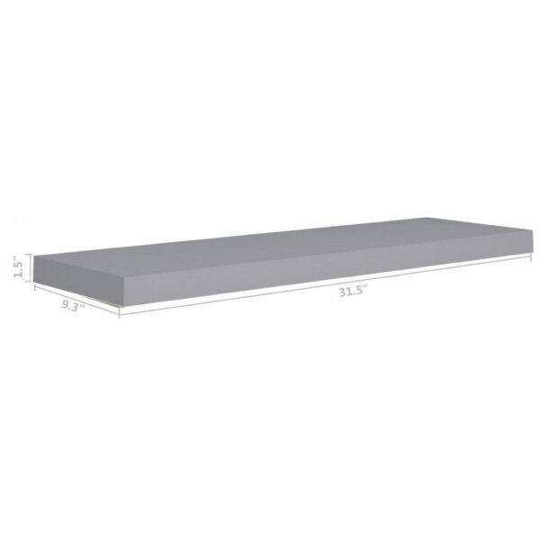 Zyno Wall Shelf, 32 Inch, Matte Gray MDF Body, Modern Design