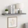 Zyno Wall Shelf, 32 Inch, Matte Gray MDF Body, Modern Design