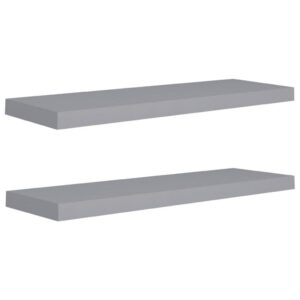 Zyno Wall Shelf Set of 2, Matte Gray MDF Body, Modern Design 32 Inch