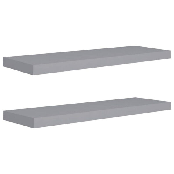 Zyno Wall Shelf Set of 2, Matte Gray MDF Body, Modern Design 32 Inch