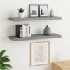 Zyno Wall Shelf Set of 2, Matte Gray MDF Body, Modern Design 32 Inch