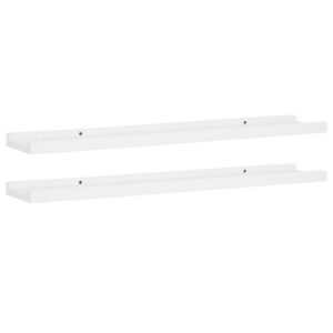 Yuli Wall Shelf Set of 2, Raised Ledge Design, Classic White 32 Inch