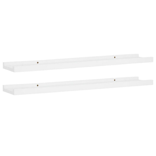 Yuli Wall Shelf Set of 2, Raised Ledge Design, Classic White 32 Inch