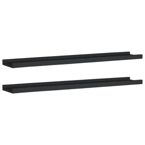 Yuli Wall Shelf Set of 2, Raised Ledge Design, Classic Black 32 Inch