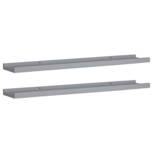 Yuli Wall Shelf Set of 2, Raised Ledge Design, Classic Gray 32 Inch