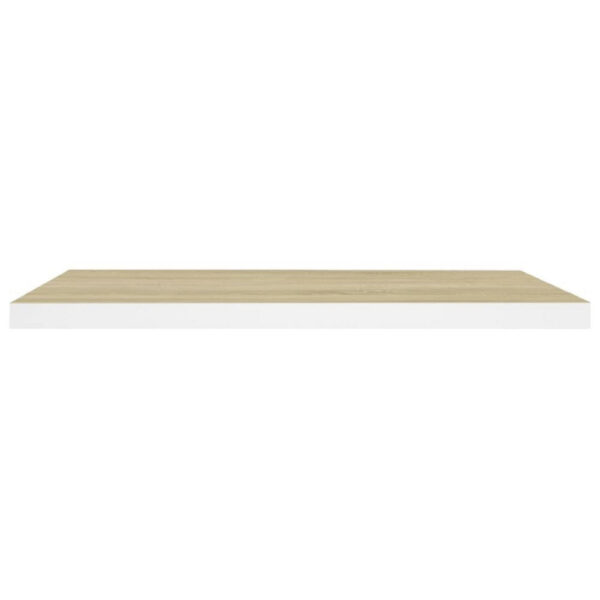 Zyno Wall Shelf Set of 2, 32 Inch Natural White and Oak Brown Finish