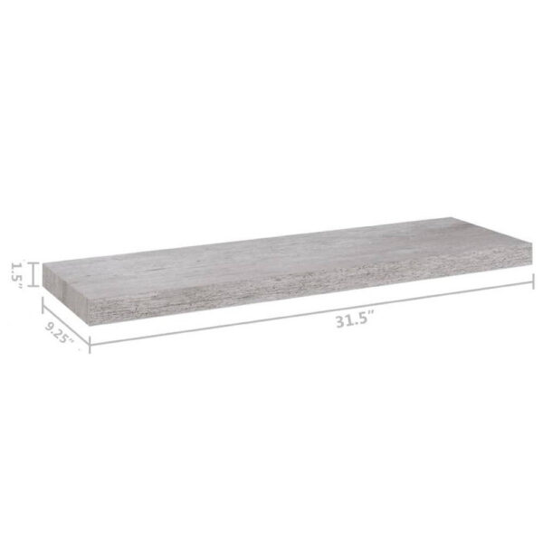 Zyno Wall Shelf, 32 Inch, Industrial Style Concrete Gray MDF