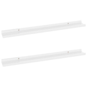 Yuli Wall Shelf Set of 2, Contemporary White, Raised Ledge Design 32 Inch