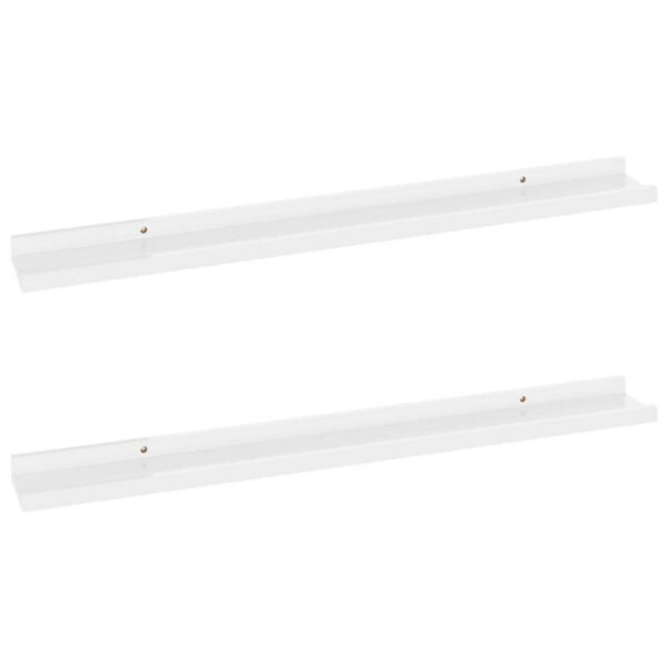 Yuli Wall Shelf Set of 2, Contemporary White, Raised Ledge Design 32 Inch