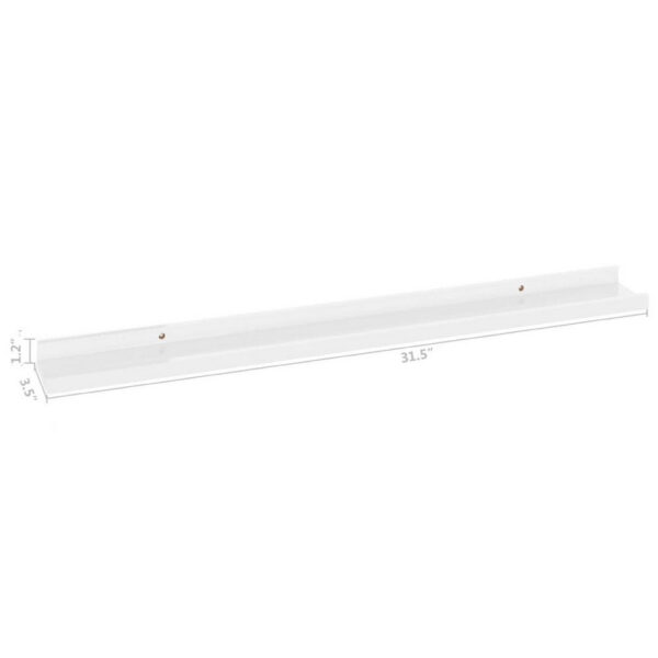 Yuli Wall Shelf Set of 2, Contemporary White, Raised Ledge Design 32 Inch