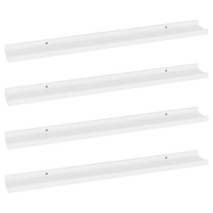 Yuli Wall Shelf Set of 4, Contemporary White, Raised Ledge Design 32 Inch