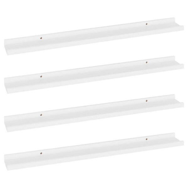 Yuli Wall Shelf Set of 4, Contemporary White, Raised Ledge Design 32 Inch
