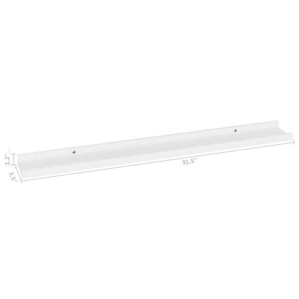 Yuli Wall Shelf Set of 4, Contemporary White, Raised Ledge Design 32 Inch