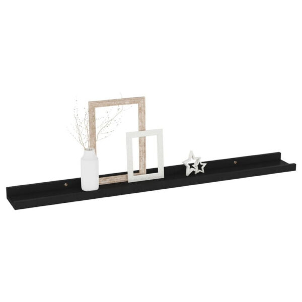 Yuli Wall Shelf Set of 4, Contemporary Black, Raised Ledge Design 32 Inch
