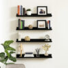 Yuli Wall Shelf Set of 4, Contemporary Black, Raised Ledge Design 32 Inch