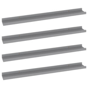Yuli Wall Shelf Set of 4, Contemporary Gray, Raised Ledge Design 32 Inch