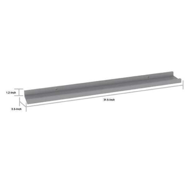 Yuli Wall Shelf Set of 4, Contemporary Gray, Raised Ledge Design 32 Inch