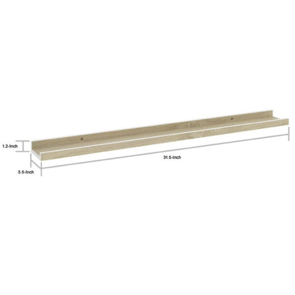 Yuli Wall Shelf Set of 2, Farmhouse Brown White, Raised Ledge Design 32 Inch