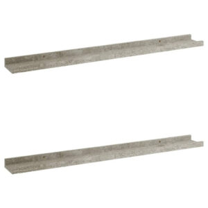 Yuli Wall Shelf Set of 2, Concrete Gray, Raised Ledge Design 32 Inch