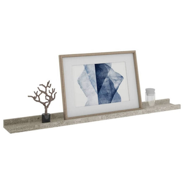 Yuli Wall Shelf Set of 2, Concrete Gray, Raised Ledge Design 32 Inch