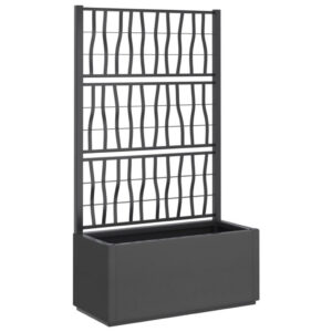 Garden Planter with Trellis, Dark Gray Polypropylene, 55 Inch
