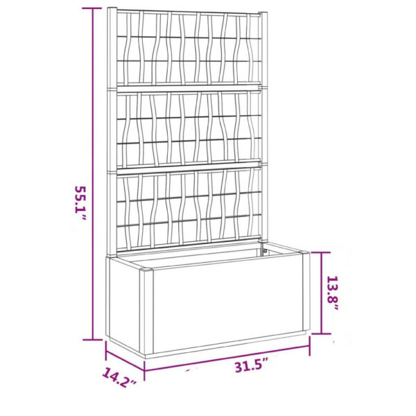 Garden Planter with Trellis, Dark Gray Polypropylene, 55 Inch
