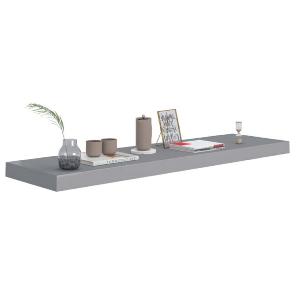 Zyno Floating Wall Shelf, 35 Inch, Matte Gray MDF Body