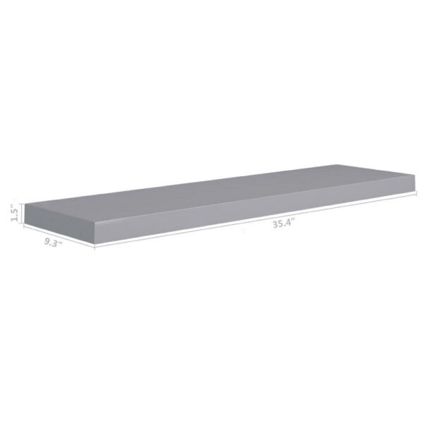 Zyno Floating Wall Shelf, 35 Inch, Matte Gray MDF Body
