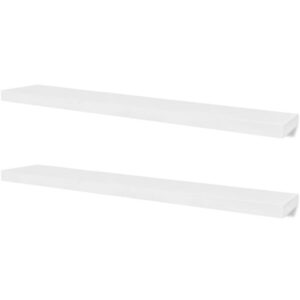 Floating Wall Shelf Set of 2, Spacious White Frame, 47 Inch