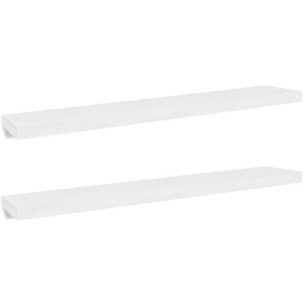 Floating Wall Shelf Set of 2, Spacious White Frame, 47 Inch