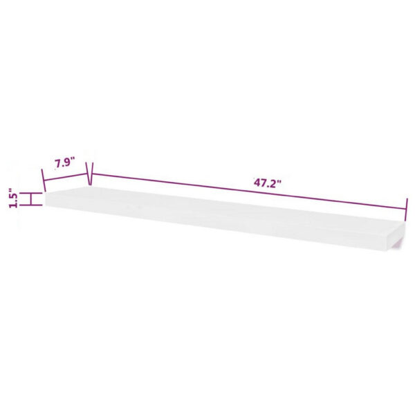 Floating Wall Shelf Set of 2, Spacious White Frame, 47 Inch