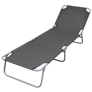 Joanna Sun Lounger Chaise, Gray Fabric, Powder-Coated Steel, 74 Inch
