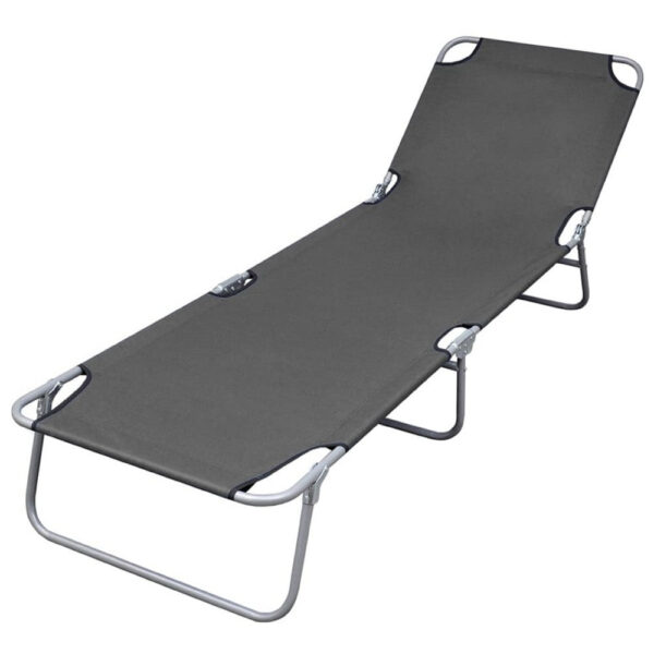 Joanna Sun Lounger Chaise, Gray Fabric, Powder-Coated Steel, 74 Inch