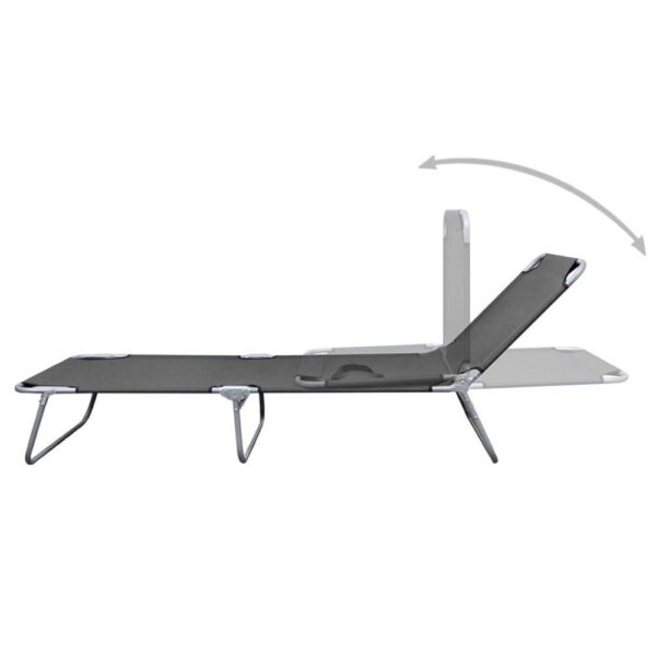 Joanna Sun Lounger Chaise, Gray Fabric, Powder-Coated Steel, 74 Inch